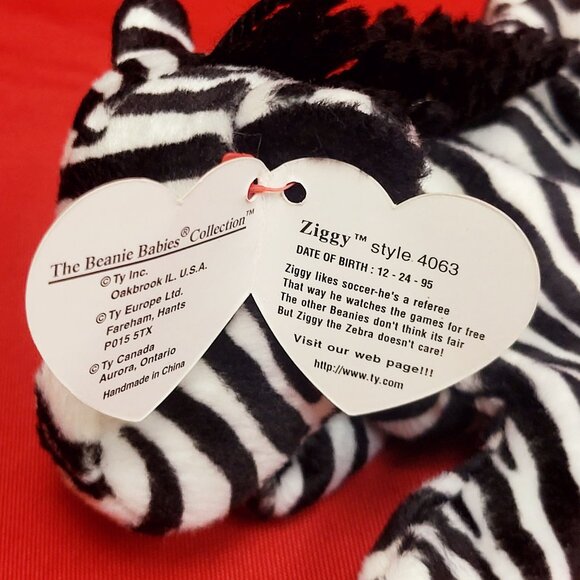 Ziggy The Zebra Beanie Babies Ty 1995 Animal Plush - Picture 5 of 13